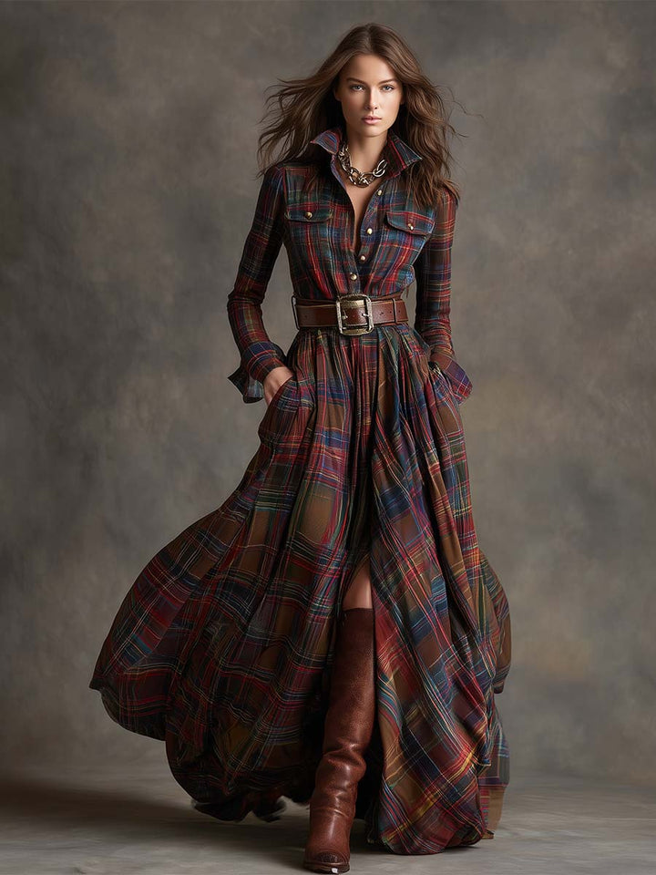 Juliet | Maxi Checked Shirt Dress