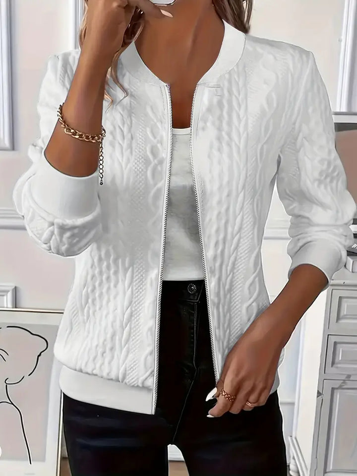 Ava | Textured Zip-Up Bomber Jacket