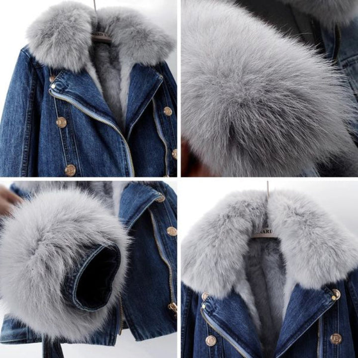 Chloe | Elegant Fur Denim Jacket