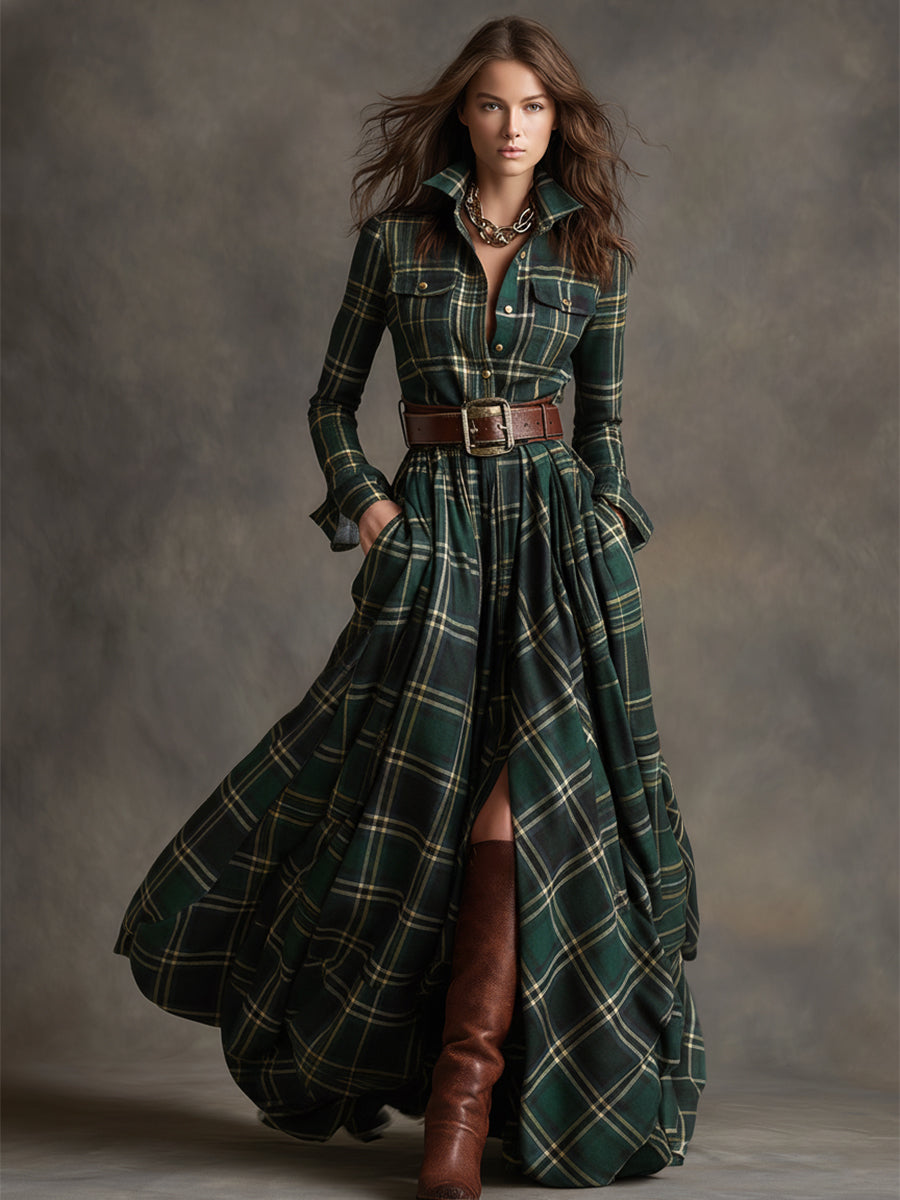 Juliet | Maxi Checked Shirt Dress