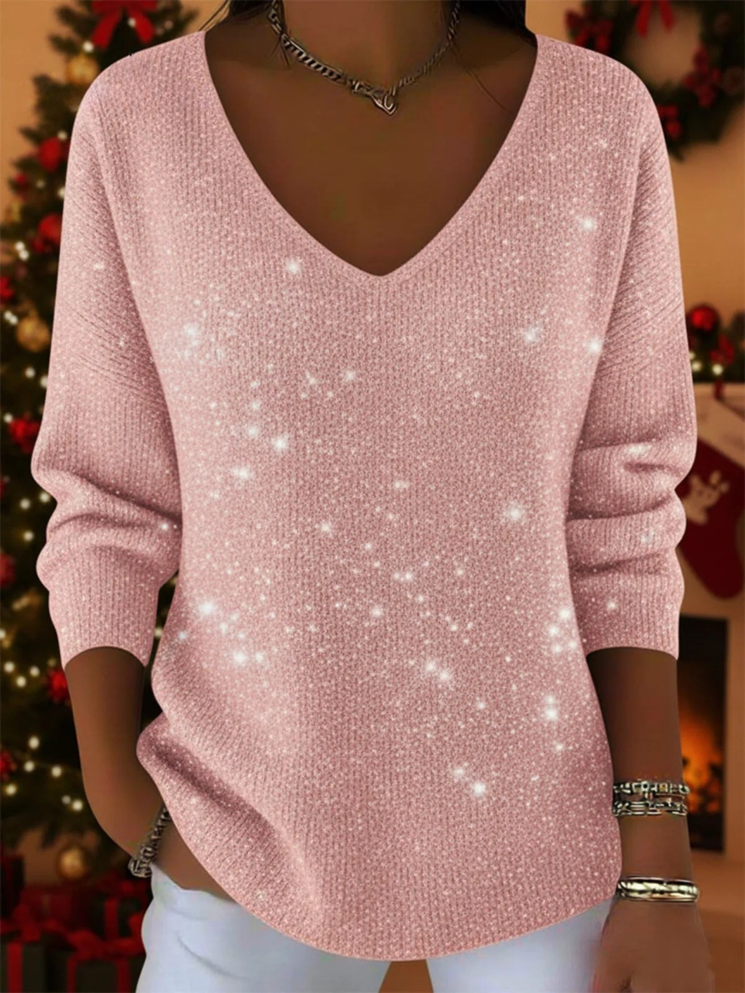 Ella | Festive Women's V-Neck Sweater