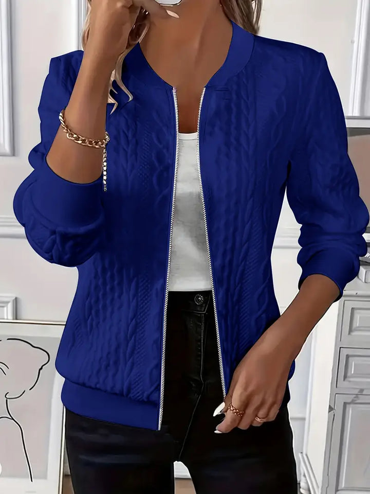 Ava | Textured Zip-Up Bomber Jacket