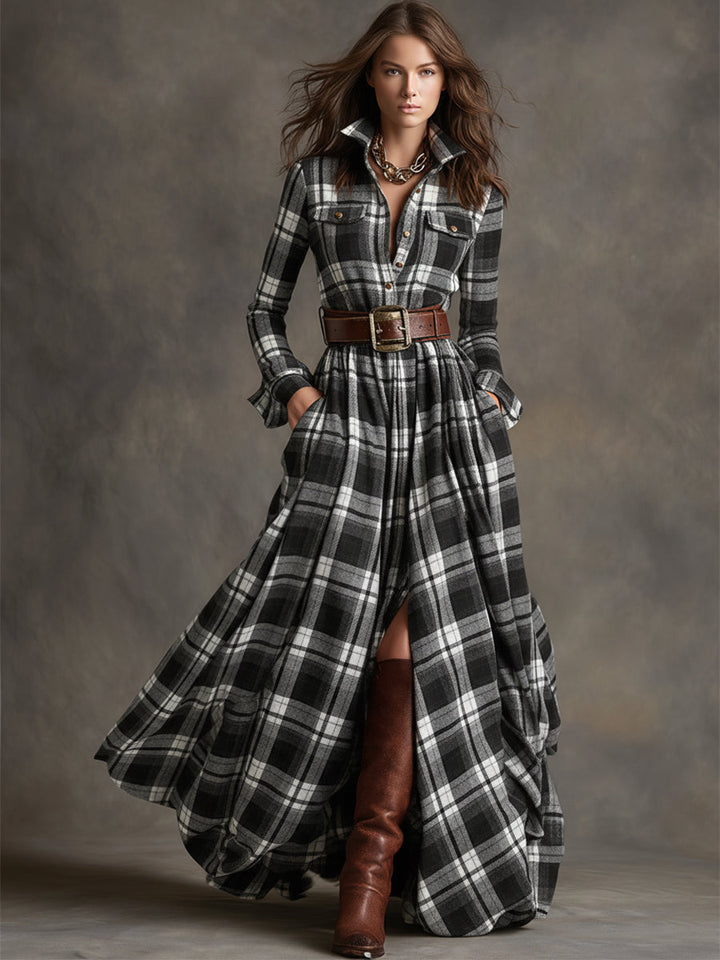 Juliet | Maxi Checked Shirt Dress