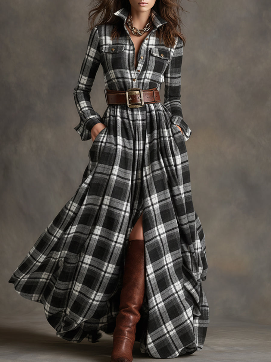 Juliet | Maxi Checked Shirt Dress