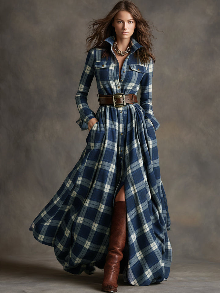 Juliet | Maxi Checked Shirt Dress
