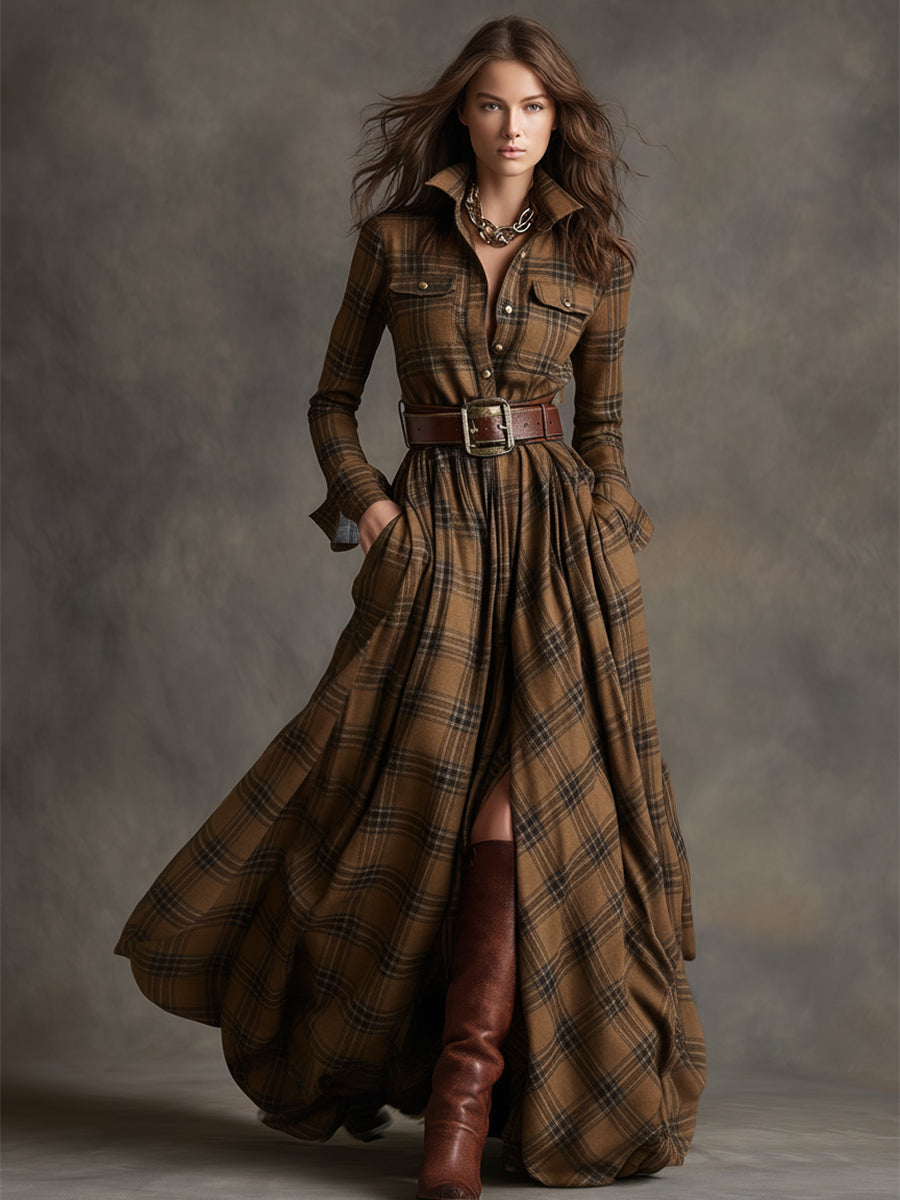 Juliet | Maxi Checked Shirt Dress