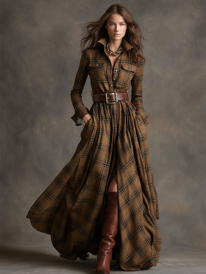 Juliet | Maxi Checked Shirt Dress