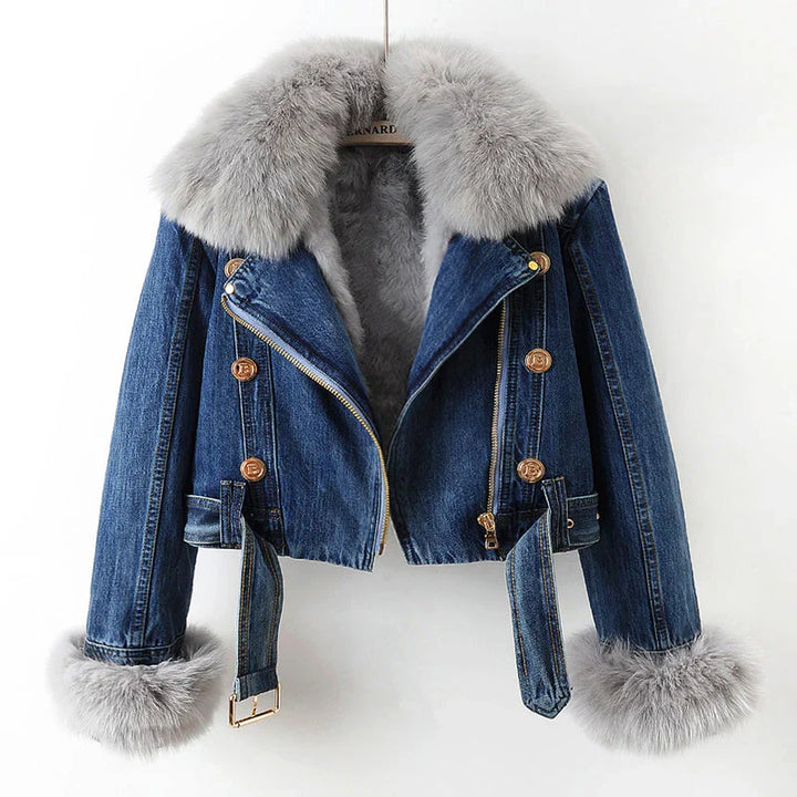 Chloe | Elegant Fur Denim Jacket