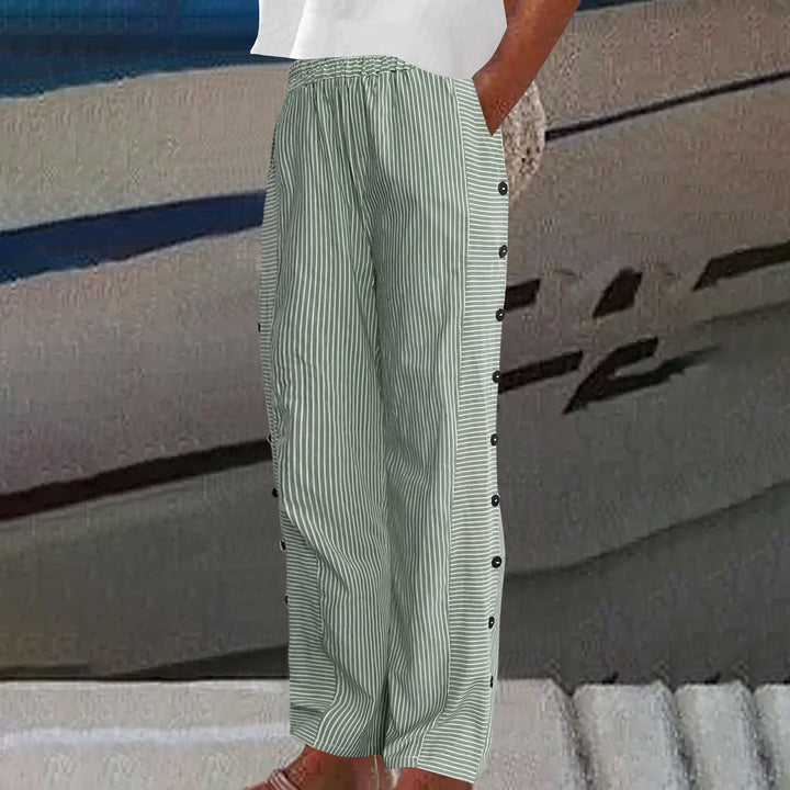 Sherry | Striped Button-Accent Pants