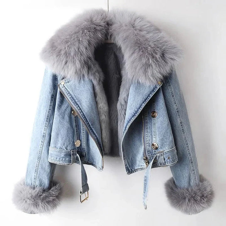 Chloe | Elegant Fur Denim Jacket