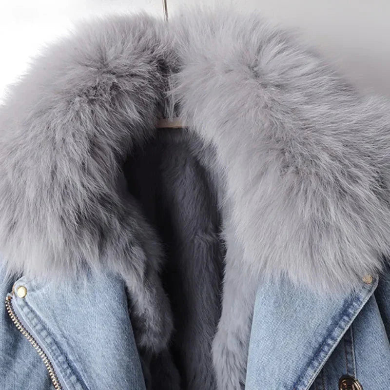 Chloe | Elegant Fur Denim Jacket