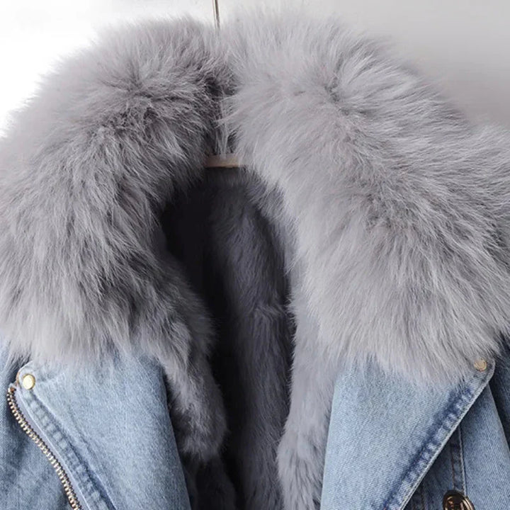 Chloe | Elegant Fur Denim Jacket