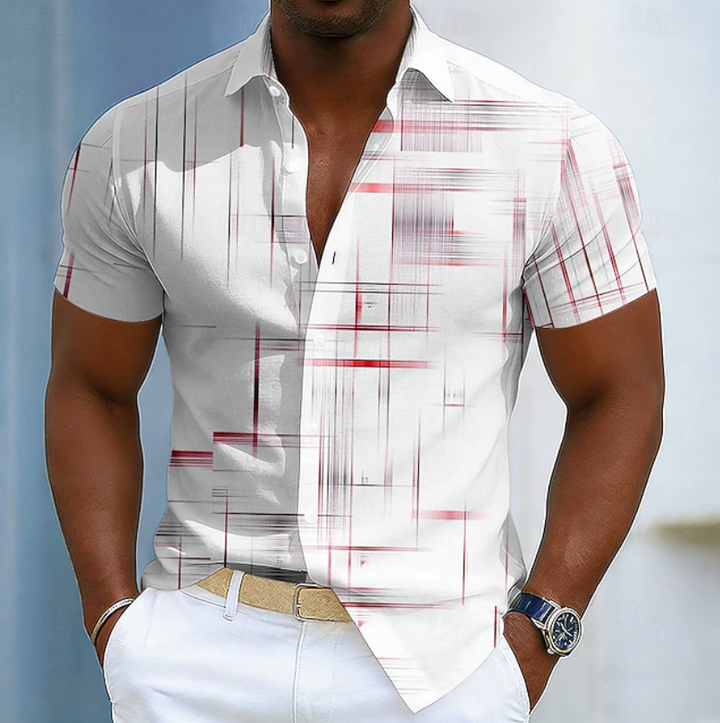 Henry | Short Sleeve Button Geometric Shirt