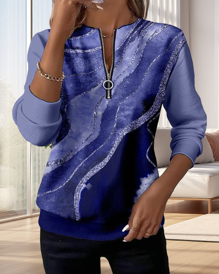 Elise | Half-Zip Sweatshirt With Vintage Print