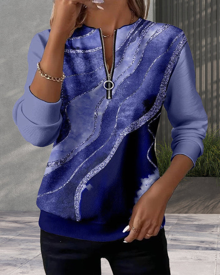 Elise | Half-Zip Sweatshirt With Vintage Print