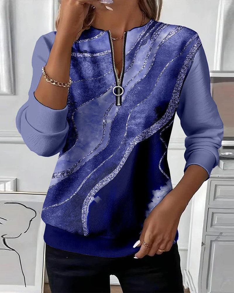 Elise | Half-Zip Sweatshirt With Vintage Print