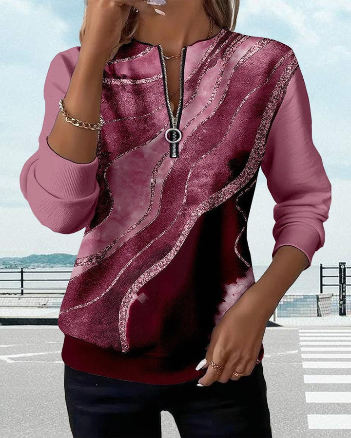 Elise | Half-Zip Sweatshirt With Vintage Print