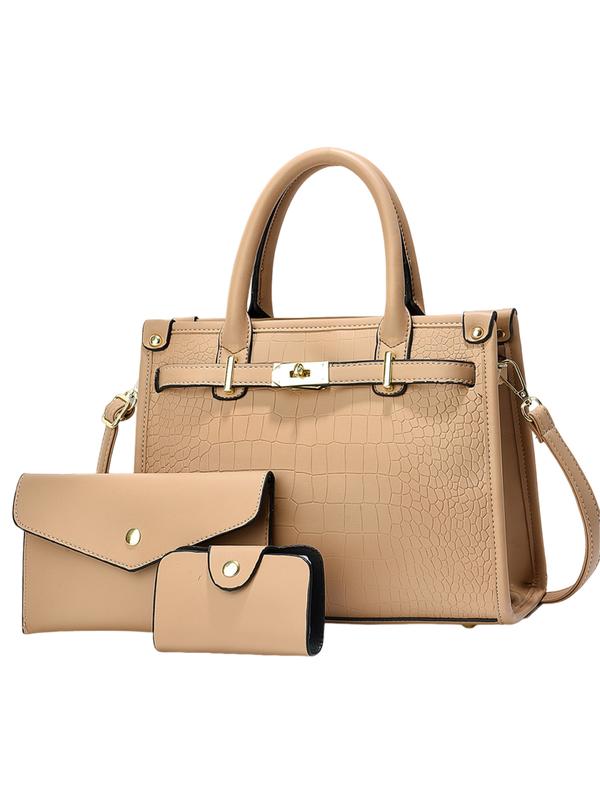 Anora │ Crocodile Embossed Large Capacity Crossbody Handbag Set