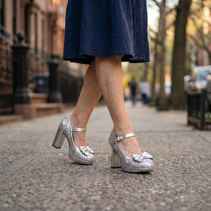 Alice | Mary Jane Platform Heels with Bow and Heart Buckle